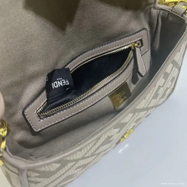 Cheap Grey FF Motif Bag In Medium Fendi Baguette Canvas 0504